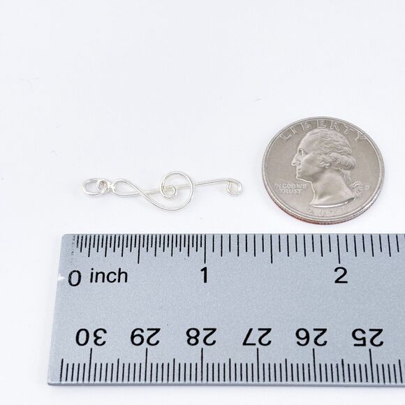 Vintage Sterling Silver 925 Treble Clef Music Note Pendant - Picture 5 of 6